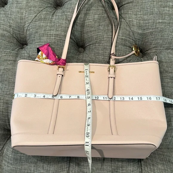 Michael Kors Tote Jet Set Large Pink Leather Travel Work Bag - Picture 17 of 17